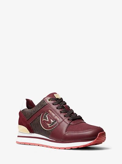 michael kors billie trainer red|Billie Leather and Signature Logo Trainer .